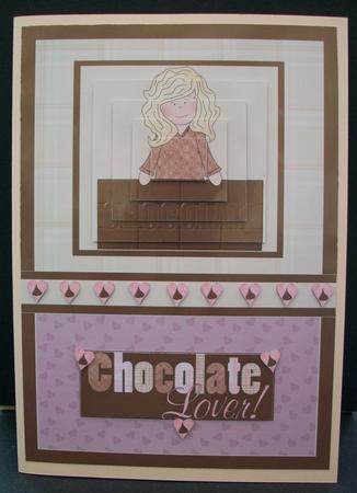 Blonde Chocolate Lover Lady Card Front by Cheryl French