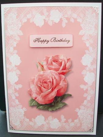 Peach Roses Quick Card Front with Decoupage by Cheryl French