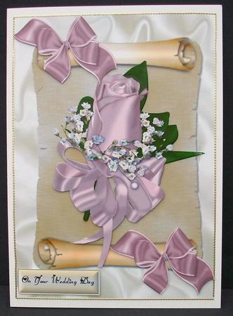 Pink Rose on a Scroll by Cheryl French
