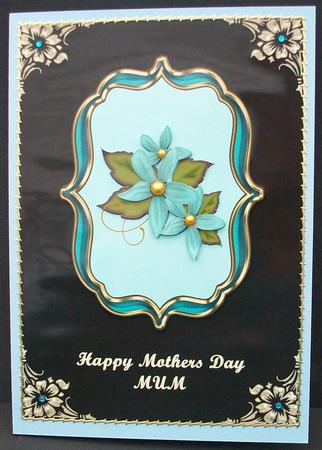 Teal Flowers in Bracket Frame - Mothers Day by Cheryl French