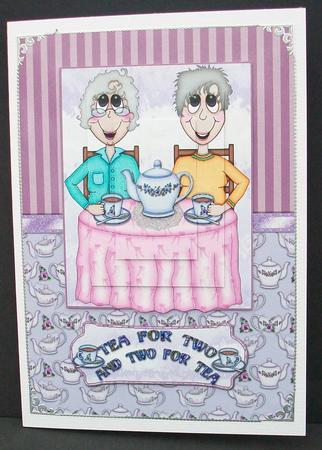 Tea for Two Card Front and Topper by Cheryl French