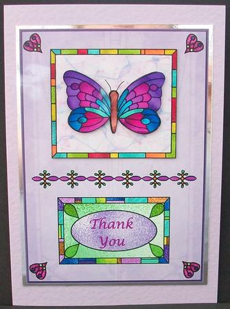 'stained Glass Butterfly' Thank You Card by Cheryl French
