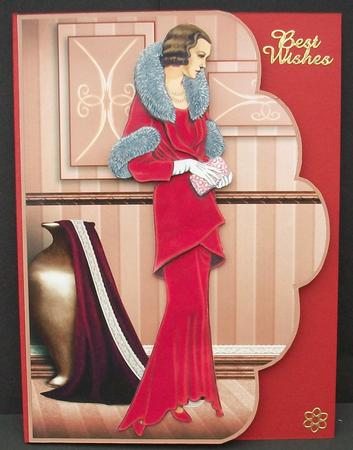 Red Elegance Scallop Edge Card by Cheryl French