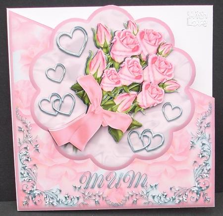 Rose Bouquet for Mum with Silver Embelishments by Cheryl French