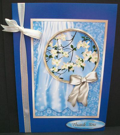 Apple Blossom in Blue - Card Front with Decoupage by Cheryl French