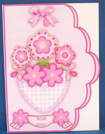 Posy Pocket in Pink Scallop Edge Card Front by Cheryl French