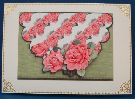Peachy Roses Scalloped Mock Envelope - Green by Cheryl French