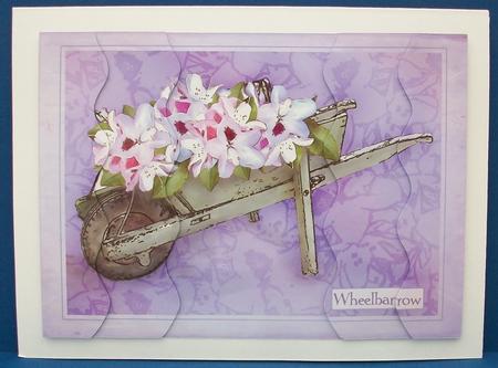 Flower Filled Wheelbarrow Wavey Edged Side Stacker by Cheryl French