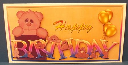 Birthday Bears Dl Card & Topper by Cheryl French