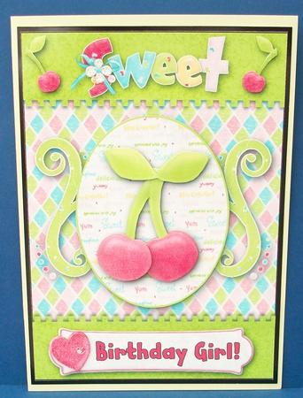 Sweet Birthday Girl Card Front with Decoupage by Cheryl French