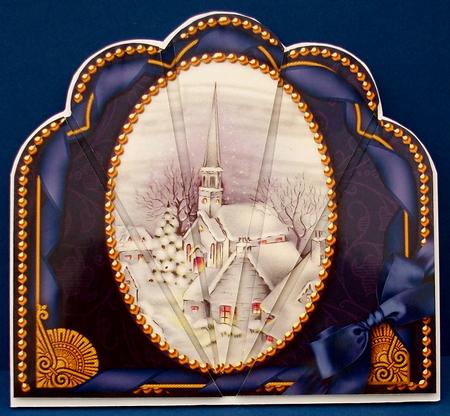Blue Church Ornate Scallop Deco Stacker by Cheryl French