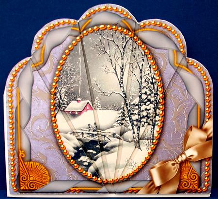 Blue Winter Walk Ornate Scallop Deco Stacker by Cheryl French