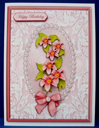 Pink Flowers Lace and Pearls by Cheryl French