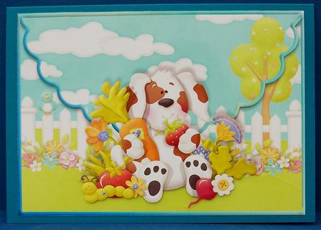 A Dogs Day in the Garden Scalloped Edge Envelope Card by Cheryl French