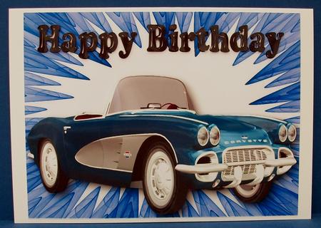 Blue Sports Car for Birthday by Cheryl French