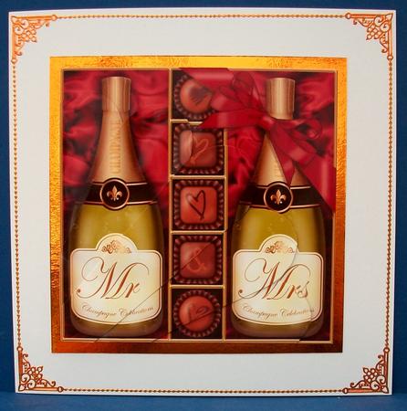 Mr & Mrs Champers N Chocs Fan Pyramage Topper by Cheryl French