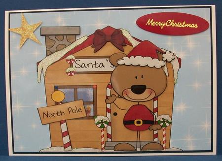 Christmas Teddy Outside a Grotto by Cheryl French