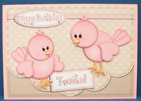 A5 Little Birdie Felties Scalloped Edge N 3D Decoupage by Cheryl French