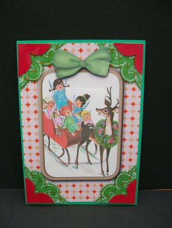 Christmas Childs Sleighride A5 Decoupage Front Step by Step by Cheryl French