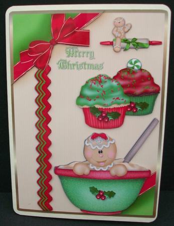 Christmas Baking Cupcakes Card Front by Cheryl French