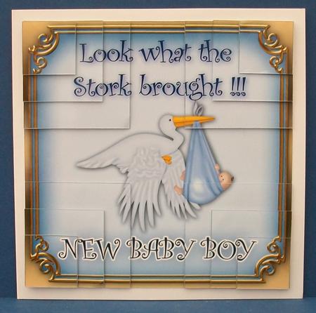 Look What the Stork Brought Baby Boy 5in Quad Corner Stacker by Cheryl French