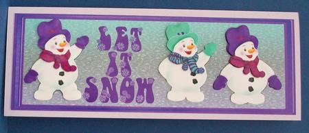 Let It Snow Purple Snowmen Decoupage by Cheryl French