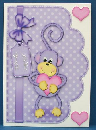 A5 Chunky Monkey Felties Scalloped Edge N 3D Decoupage by Cheryl French
