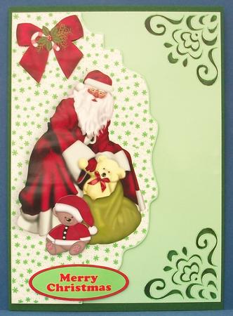 Santa with Toys, on a Scalloped Envelope by Cheryl French