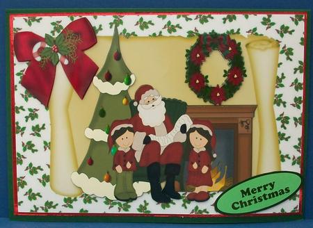 Santa with the Children on a Scroll by Cheryl French