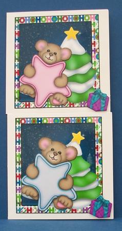Boy and Girl Christmas Star Bear Toppers by Cheryl French