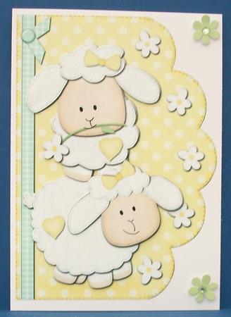 A5 Little Lamb Felties Scalloped Edge N 3D Decoupage by Cheryl French