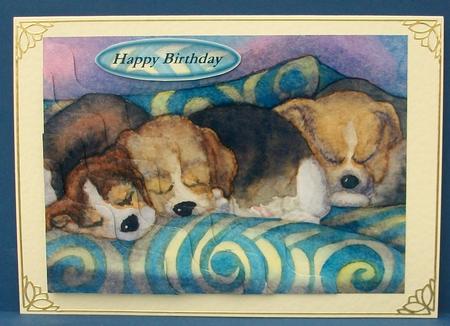 Beagle Puppies Asleep on the Sofa Wavy Corner Stacker Topper by Cheryl French