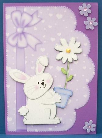 A5 Little Bunny Boy Felties Scalloped Edge N 3D Decoupage by Cheryl French