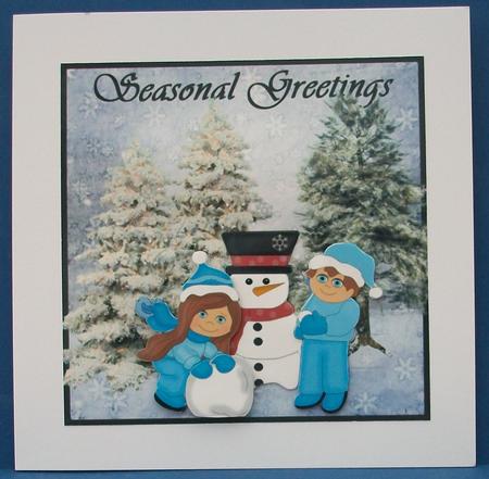 Kids and a Snowman by Cheryl French