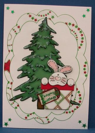 Bunny in a Pot Xmas Card Front Featured Gallery Photo