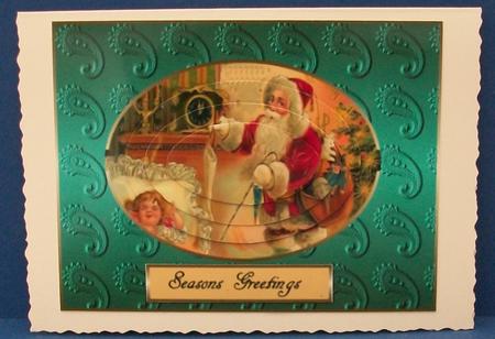 Vintage Santa Oval Embossed by Cheryl French