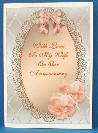 Peach Flowers on Peach Oval Frame- Wife Anniversary by Cheryl French