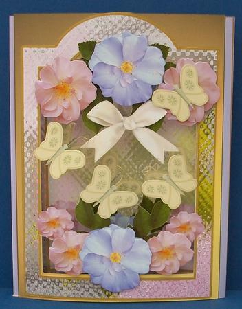 Inside Out Card Roses,bows and Butterflies by Cheryl French