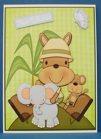 Gorgeous Safari Bear with Elephant & Monkey by Cheryl French