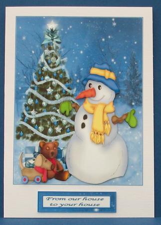 Blue Christmas Snowman by Cheryl French