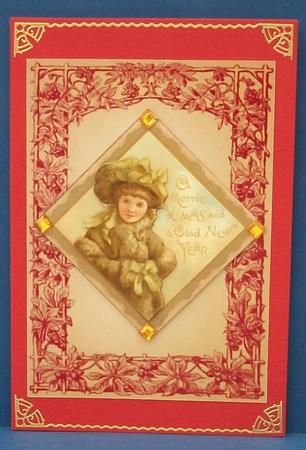 Days Gone by Vintage Christmas Girl with Muffler - Crimson by Cheryl French