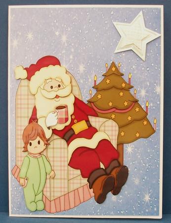 Santa in His Chair with Little Boy by Cheryl French