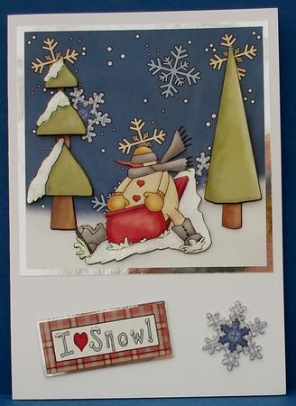 Snowman Sledding by Cheryl French