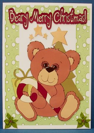 A Beary Merry Christmas in Green Snow Frame by Cheryl French