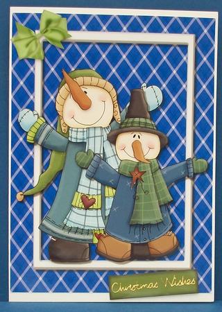 2 Christmas Snowmen Blue by Cheryl French