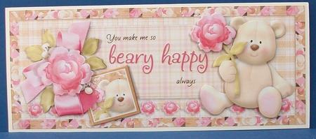 Beary Happy Large Dl Card by Cheryl French
