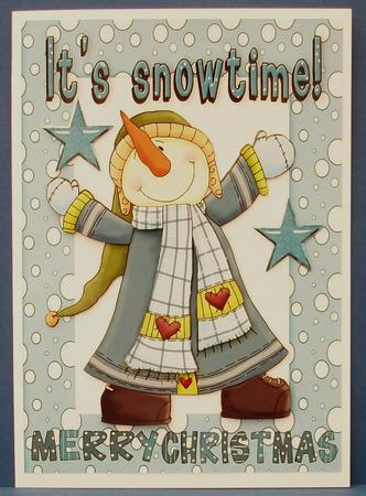 It's Snow Time, Snowman in Snow Frame by Cheryl French
