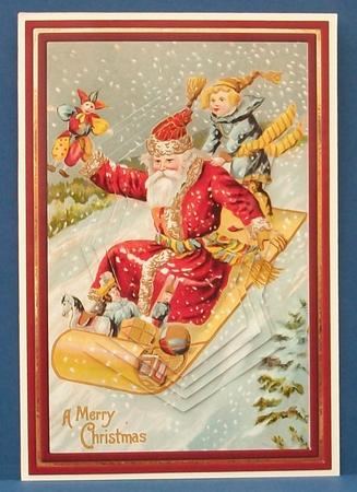 Santa Having Fun on His Sledge by Cheryl French