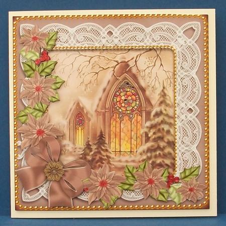 Church Window Poinsettia Reverse Decoupage Step by Step by Cheryl French