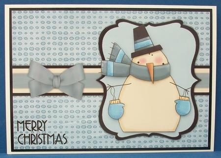 Snuggly Snowman Decoupage Card - Powder Blue by Cheryl French